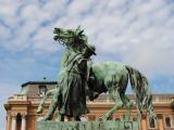 the statue of the Csikós ( Hungarian horse wrangler), Buda Castle, Budapest, Hungary / A hortobágyi csikós szobra a budai várban